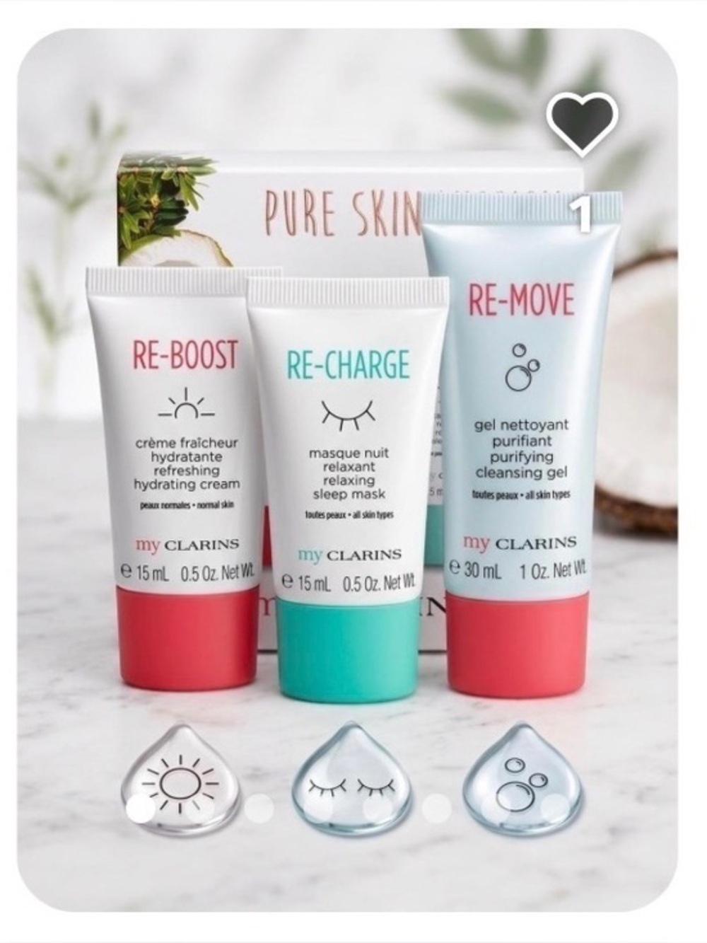 Clarins RE-MOVE Purifying Cleansing Gel in pale blue and coral